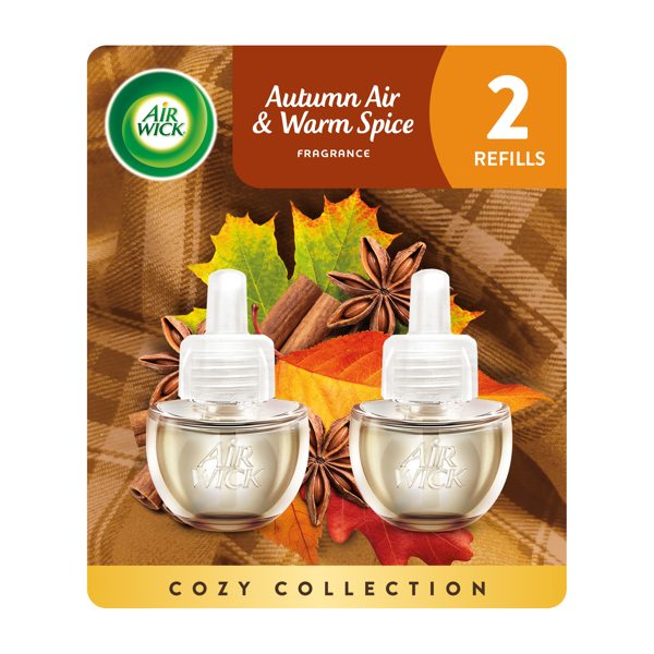 Air Wick Plug-In Fall Scented Oil Warmer Air Freshener Refills, Autumn Air & Warm Spice, 2 Count