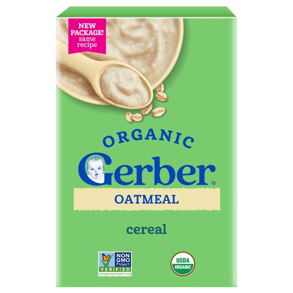 Gerber Organic Baby Cereal, Oatmeal for Babies, Infant Cereal, Organic Baby Food, Stage 1 8 oz