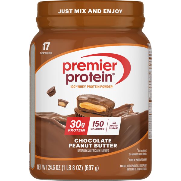 Premier Protein 100% Whey Protein Powder, Chocolate Peanut Butter, 30g Protein, 23.3oz, 1.7lb