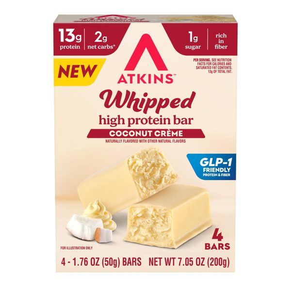 Atkins High Protein Bar, Whipped Bars, Coconut Cream Flavor, 4 Count