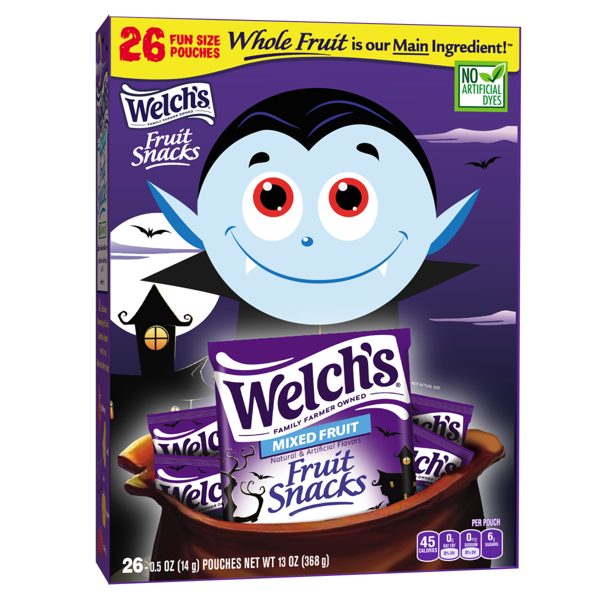 Welch's Fruit Snacks, Halloween, Mixed Fruit, Kids Snacks, 0.5 oz, 26 Count