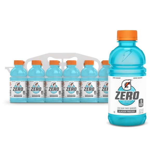 Gatorade Zero Sugar Electrolyte Sports Drink, Glacier Freeze, 12 fl oz, 12 Count Bottles​