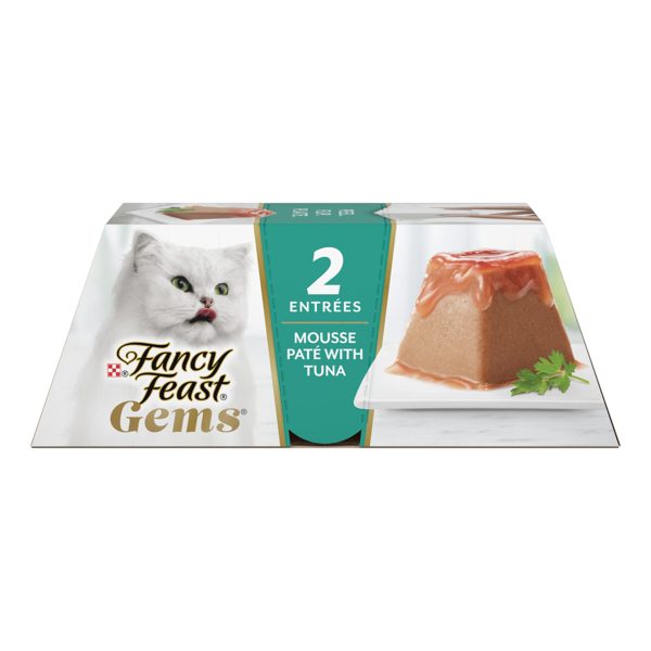 Purina Fancy Feast Gems Tuna Flavor Mousse Pate Wet Cat Food, 2 oz Tubs