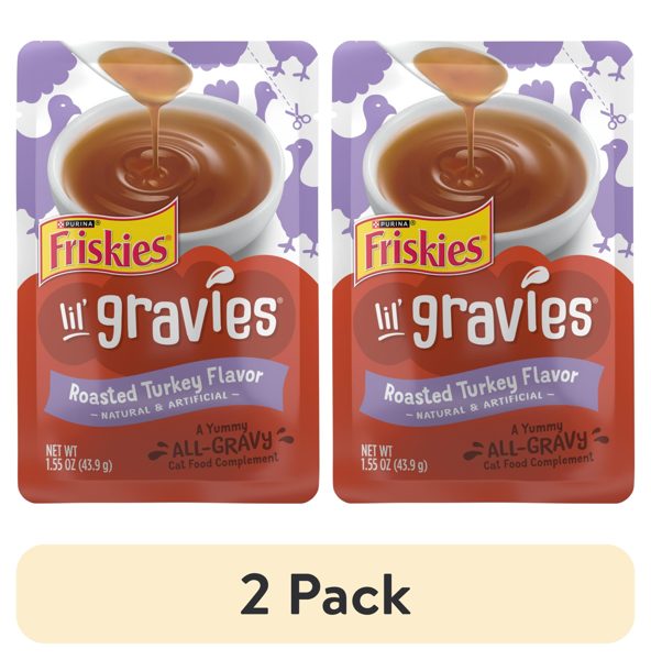 (2 pack) Purina Friskies Lil Gravies, Roasted Turkey Flavor Gravy, Wet Cat Food, 1.55 oz. Pouch
