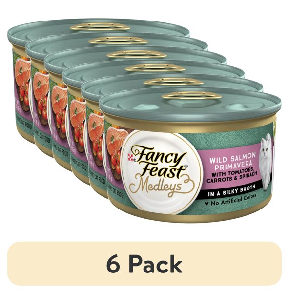 (6 pack) Purina Fancy Feast Medleys Cat Food, Wet Cat Food, Salmon Primavera, 3 oz Can