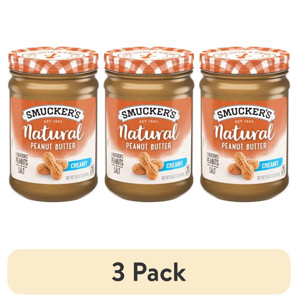 (3 pack) Smucker’s Natural Creamy Peanut Butter, 16 oz Jar
