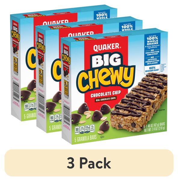 (3 pack) Quaker Big Chewy Chocolate Chip Granola Bars, 1.48 oz 5 Count