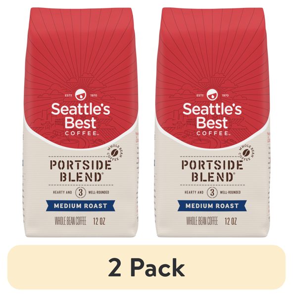 (2 pack) Seattle's Best Coffee Arabica Beans Portside Blend, Medium Roast, Whole Bean Coffee, 12 oz