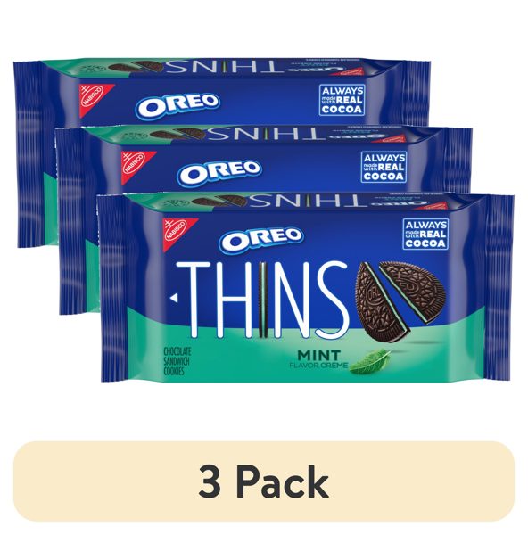 (3 pack) OREO Thins Mint Creme Chocolate Sandwich Cookies, 9.21 oz