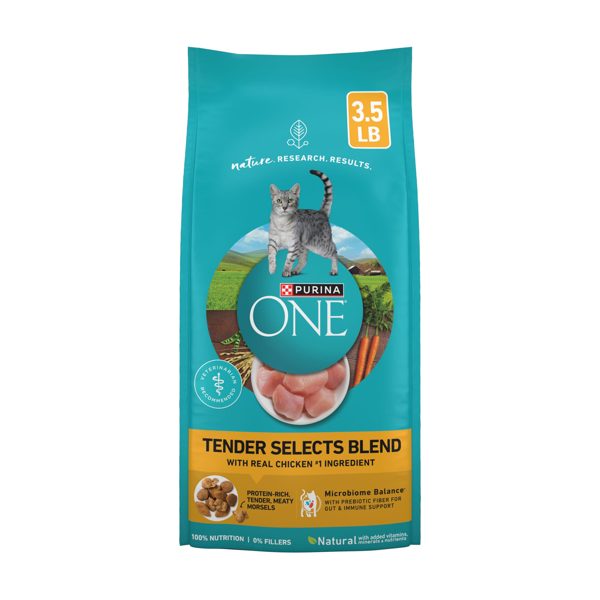 Purina ONE Tender Selects Blend With Real Chicken Digestive Natural Dry Cat Food, 3.5 lb