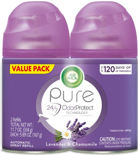 Air Wick Pure Freshmatic Automatic Spray Refill, Lavender and Chamomile Scent, 5.89oz, 2 Count