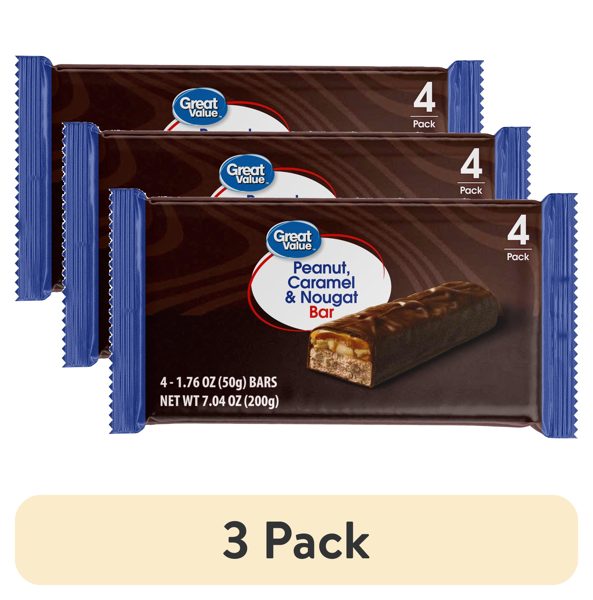 (3 pack) Great Value Peanut, Caramel & Nougat Bar, 11.04 oz, 4 Pack