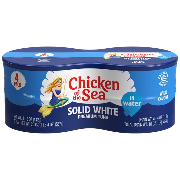Chicken of the Sea Premium Solid White Tuna in Water 4 - 5 oz Cans