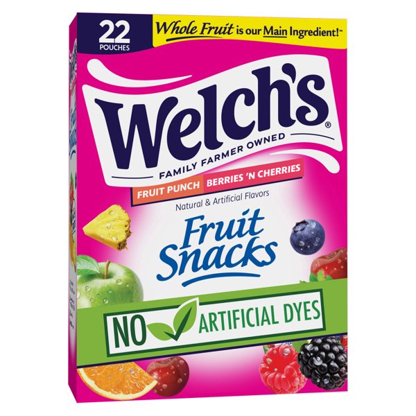 Welch’s Fruit Snacks, Berries 'N Cherries and Fruit Punch, Soft Kids Snacks, 0.8 oz., 22 Count