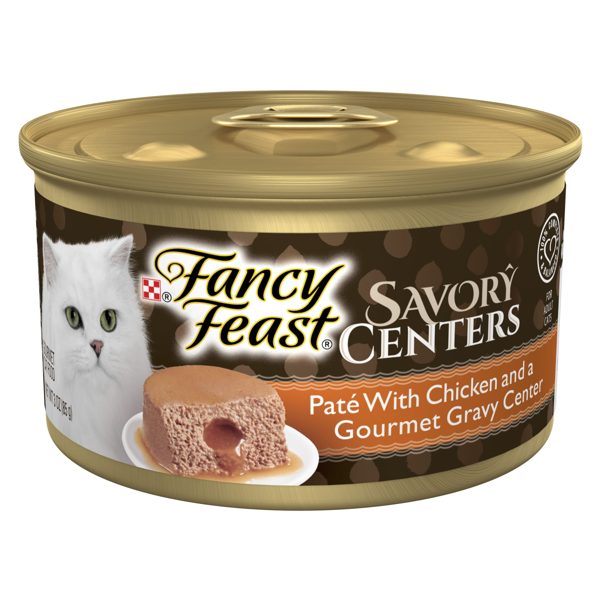 Purina Fancy Feast Savory Centers Adult Wet Cat Food Pate with Chicken and a Gravy Center, 3 oz Can