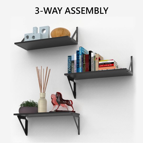 Hyper Tough Black Laminate Floating Shelf Kit, 6 in x 15 3/4 in