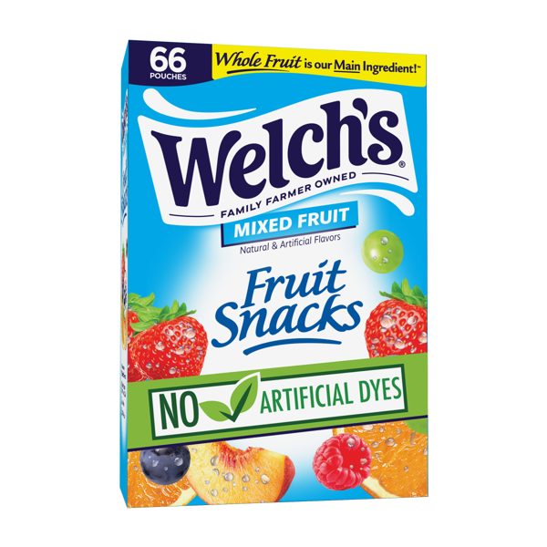 Welch's Fruit Snacks, Mixed Fruit, Soft Kids Snacks, 0.8 oz (66 Pack)
