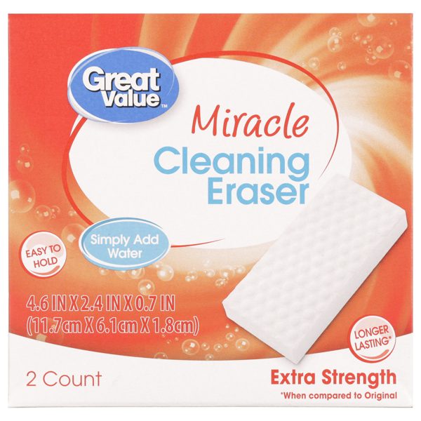 Great Value Extra Strength Melamine Cleaning Eraser, 2 Count