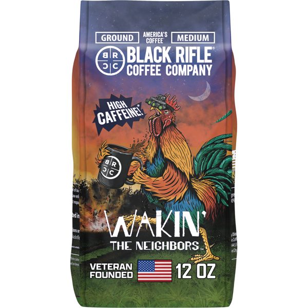 Black Rifle Coffee Company Wakin the Neighbors Extra High Caffeine, Medium Roast, Ground Coffee, 12 oz