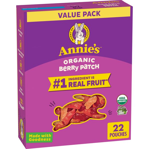 Annie's Organic Fruit Flavored Snacks, Berry Patch, No Artificial Dyes, 22 Count Pouches
