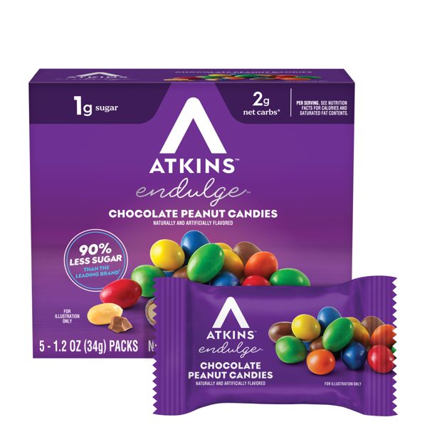 Atkins Endulge Treats, Chocolate Peanut Candies, Zero Sugar Snacks, Sugar Free Chocolate, Low Sugar Snacks, 5 Count
