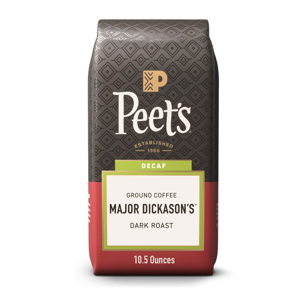 Peet's Coffee Decaf Major Dickason's Blend Premium Dark Roast Ground Coffee, Arabica, 10.5 oz
