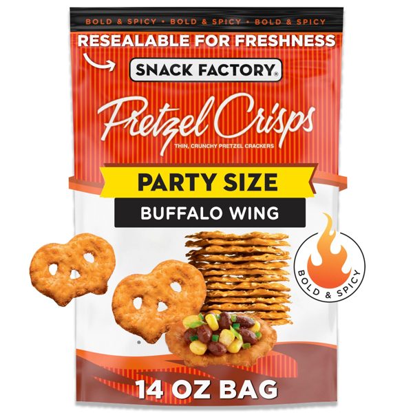 Snack Factory Pretzel Crisps, Buffalo Wing, Party Size 14 oz