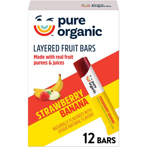 Pure Organic Strawberry Banana Gluten-Free Layered Fruit Bars, Gluten Free, 12 Count