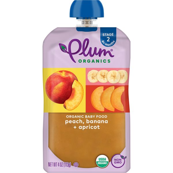 Plum Organics® Stage 2 Organic Baby Food Peach, Banana + Apricot 4oz Pouch