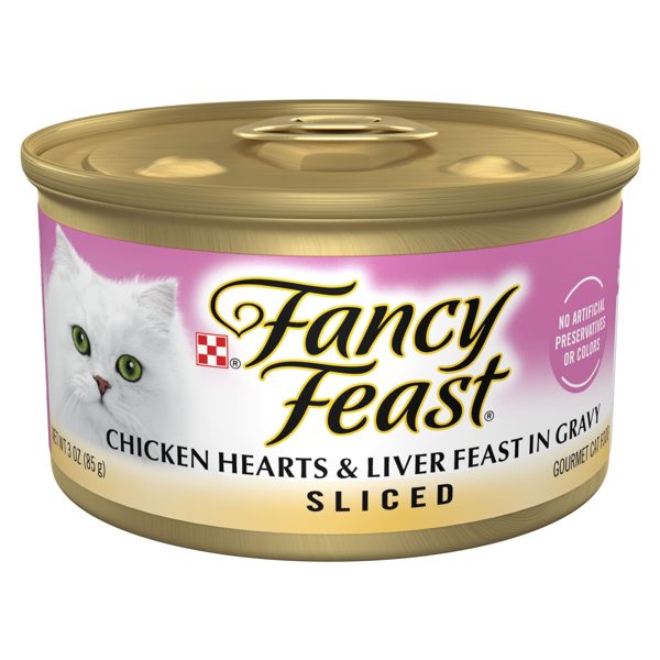 Purina Fancy Feast Chicken Heart & Liver Feast in Gravy Sliced Wet Cat Food, 3 oz Can