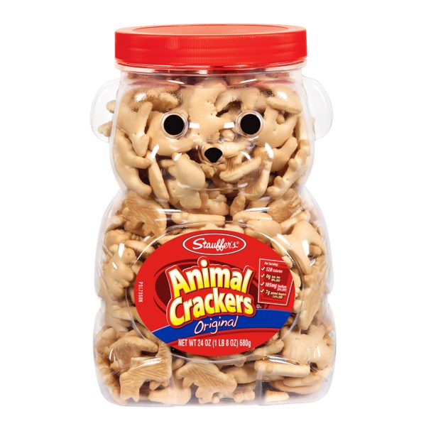 Stauffer's Simply Animals Original Animal Crackers, Fun Kid Snacks, 24oz Resealable Family Size Bear Jug