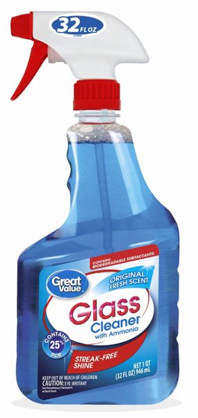 Great Value Glass Cleaner With Ammonia, Original Fresh Scent, 32 fl oz