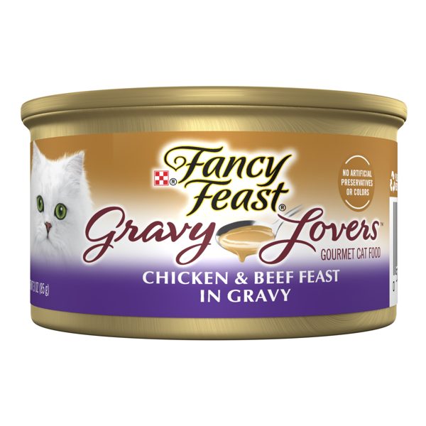Purina Fancy Feast Gravy Lovers Wet Cat Food, Chicken & Beef in Gravy, 3 oz Can