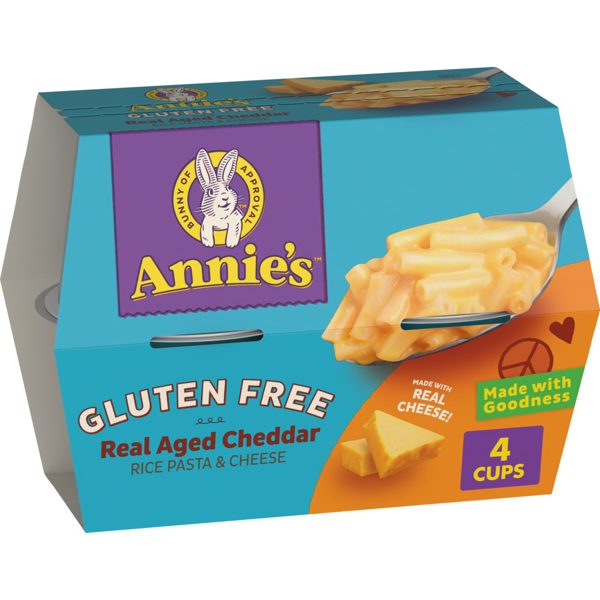 Annie's Gluten Free Macaroni and Cheese, Rice Pasta and Real Aged Cheddar, 4 Cups, 8.04 oz