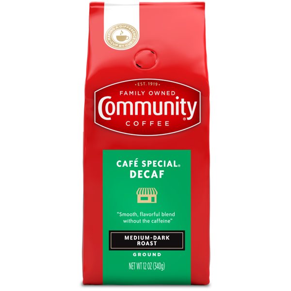 Community Coffee Café Special® Decaf Medium-Dark Roast Ground 12 oz Gable Top