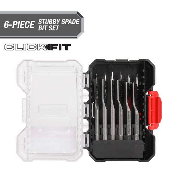 Hyper Tough 6-Piece Spade Drill Bit Set with Quick Connect Hex Shank in Click Fit™ Case, 43131CF
