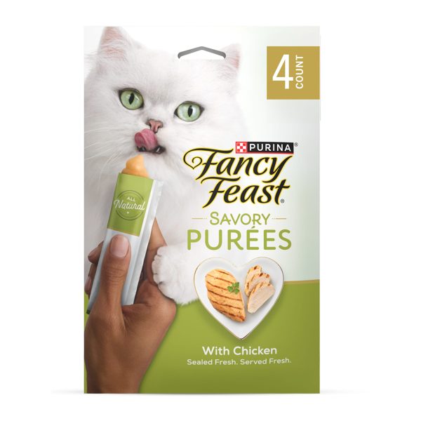 Purina Fancy Feast Savory Purees With Chicken Lickable Cat Treats, 1.4 oz.