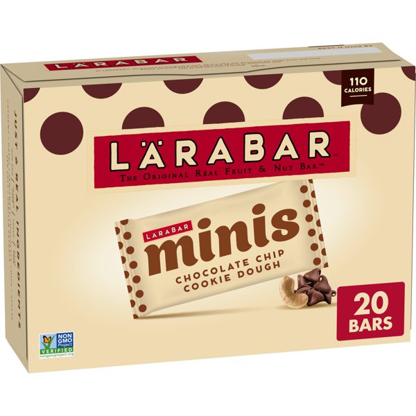 Larabar Minis Chocolate Chip Cookie Dough, Gluten Free Fruit and Nut Bars, 15.6 oz, 20 Count