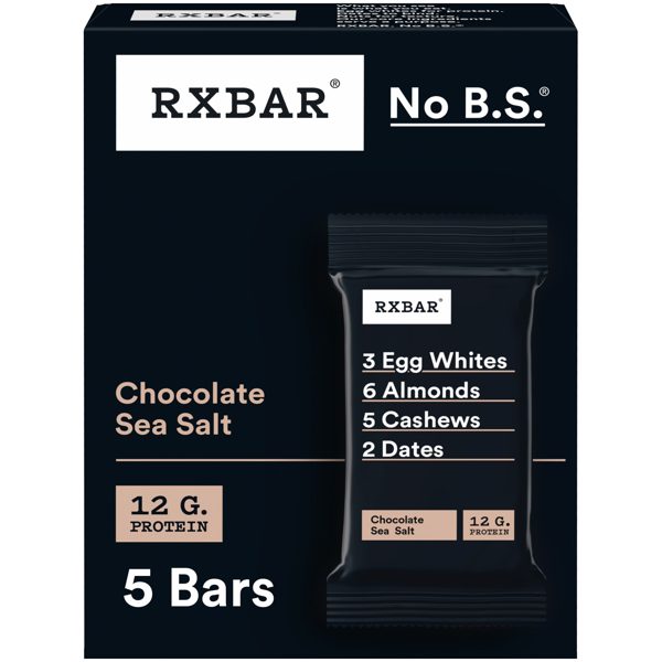RXBAR, Chocolate Sea Salt Gluten-Free Protein Bars, 5 Count