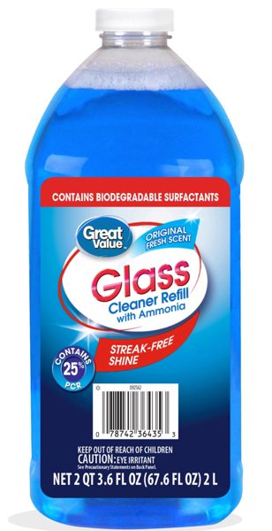 Great Value Glass Cleaner Refill, Streak-Free Shine, 67.6 fl oz