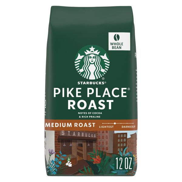 Starbucks Pike Place Roast, Whole Bean Coffee, Medium Roast, 12 oz