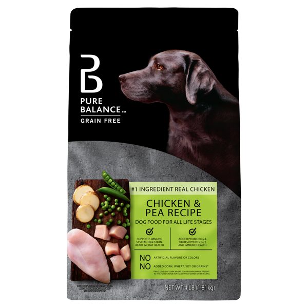 Pure Balance Grain-Free Chicken and Pea Recipe Dry Dog Food, 4 lb