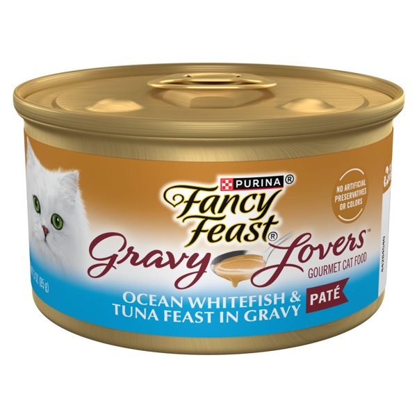 Purina Fancy Feast Gravy Lovers Pate Food, Wet Cat Food, Whitefish & Tuna, 3 oz Can
