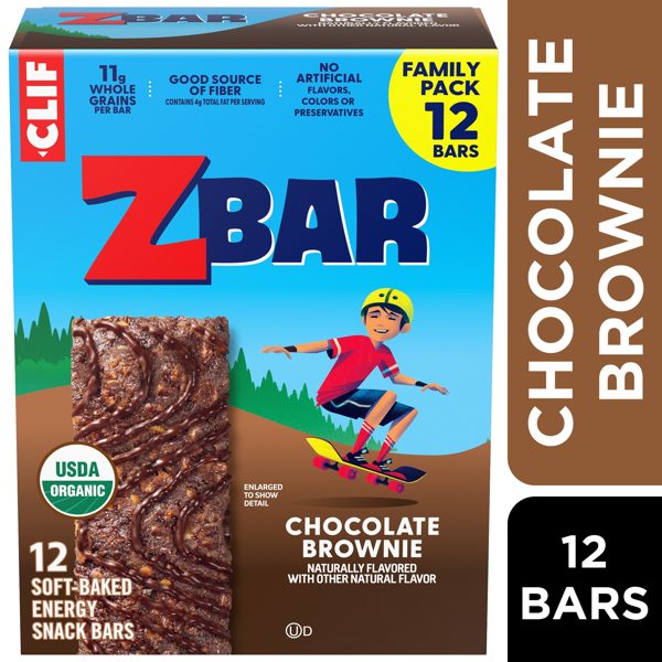 Zbar Chocolate Brownie Soft-Baked Energy Snack Bars, Organic Granola Bars, Snacks for Kids, 12 count