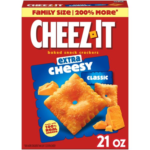 Cheez-It Extra Cheesy Cheese Crackers, Baked Snack Crackers, 21 oz