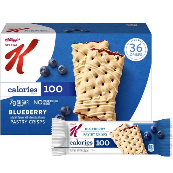 Special K Bar Blueberry Chewy Pastry Crisps, 100 Calories, 15.84 oz, 36 Count