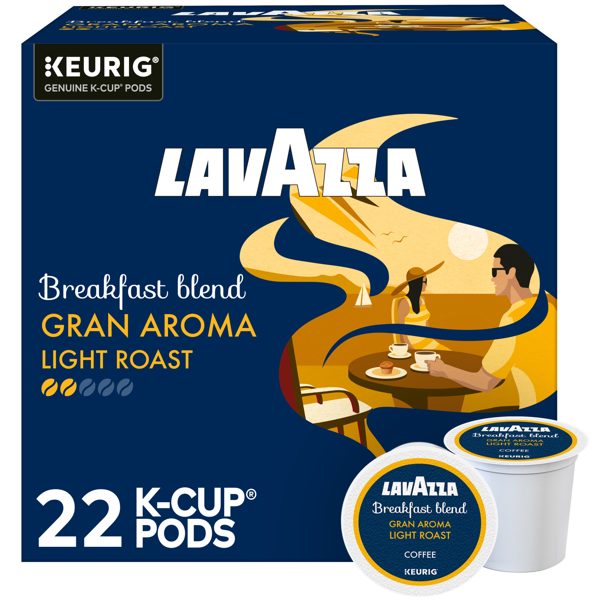 Lavazza, Breakfast Blend Gran Aroma Light Roast K-Cup Coffee Pods, 22 Count