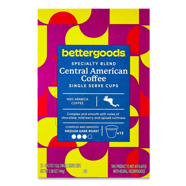 bettergoods Specialty Blend Central American Coffee, Medium Dark Roast, Single Serve Cups, 0.42 oz, 12 Count