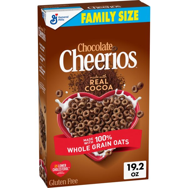 Chocolate Cheerios, Heart Healthy Gluten Free Breakfast Cereal, Family Size, 19.2 oz
