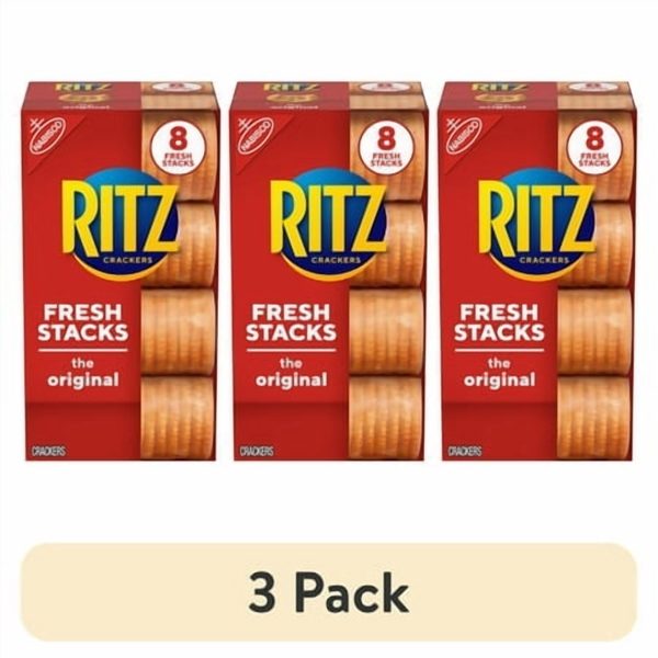 (3 pack) RITZ Fresh Stacks Original Crackers, Travel Snacks, 11.8 oz (8 Multi Snack Packs)